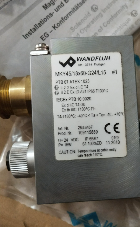 wandfluh coil MKY45/18X60-G24/L15 Solenoid coil MKY45/18x60 For explosion-hazard zonesProtection class IP65/IP66/IP67/IP68/IP69K